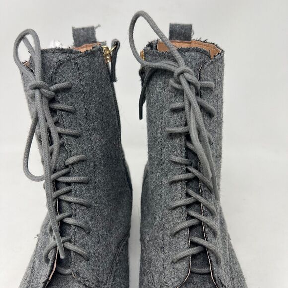 NEW J Jill Wool Boots Size 8.5 Women Side Zip Granny Lace Up Ankle Gray - Picture 4 of 10